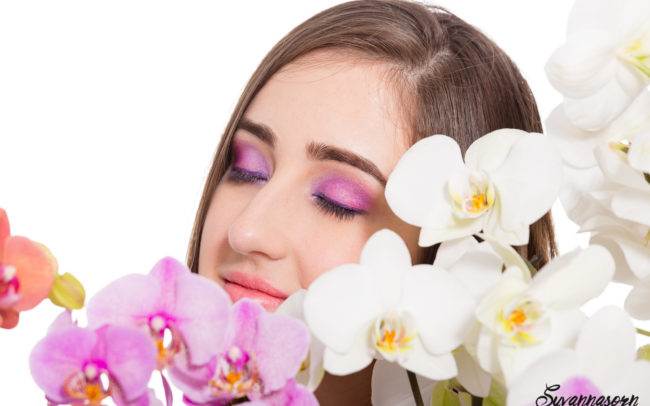 femme séance photo genève photographe portrait maquillage maquilleuse orchidée fleur beauté