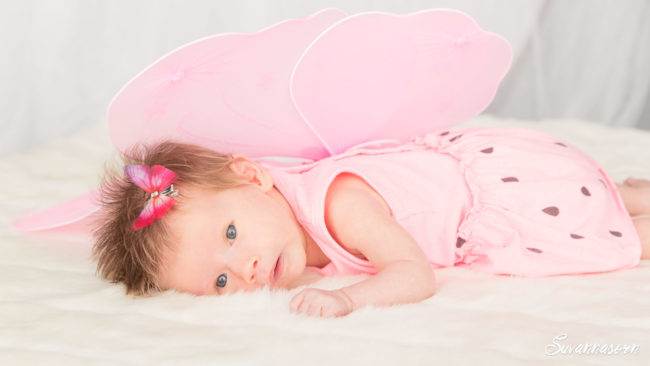 photographe genève nourrisson bébé fille rose papillon suisse famille